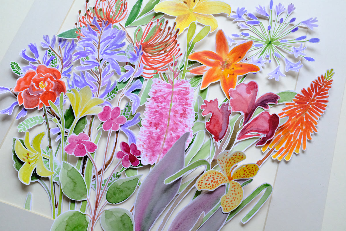 Création Atelier Hanakotoba, reproduction de bouquet de mariée à l'aquarelle