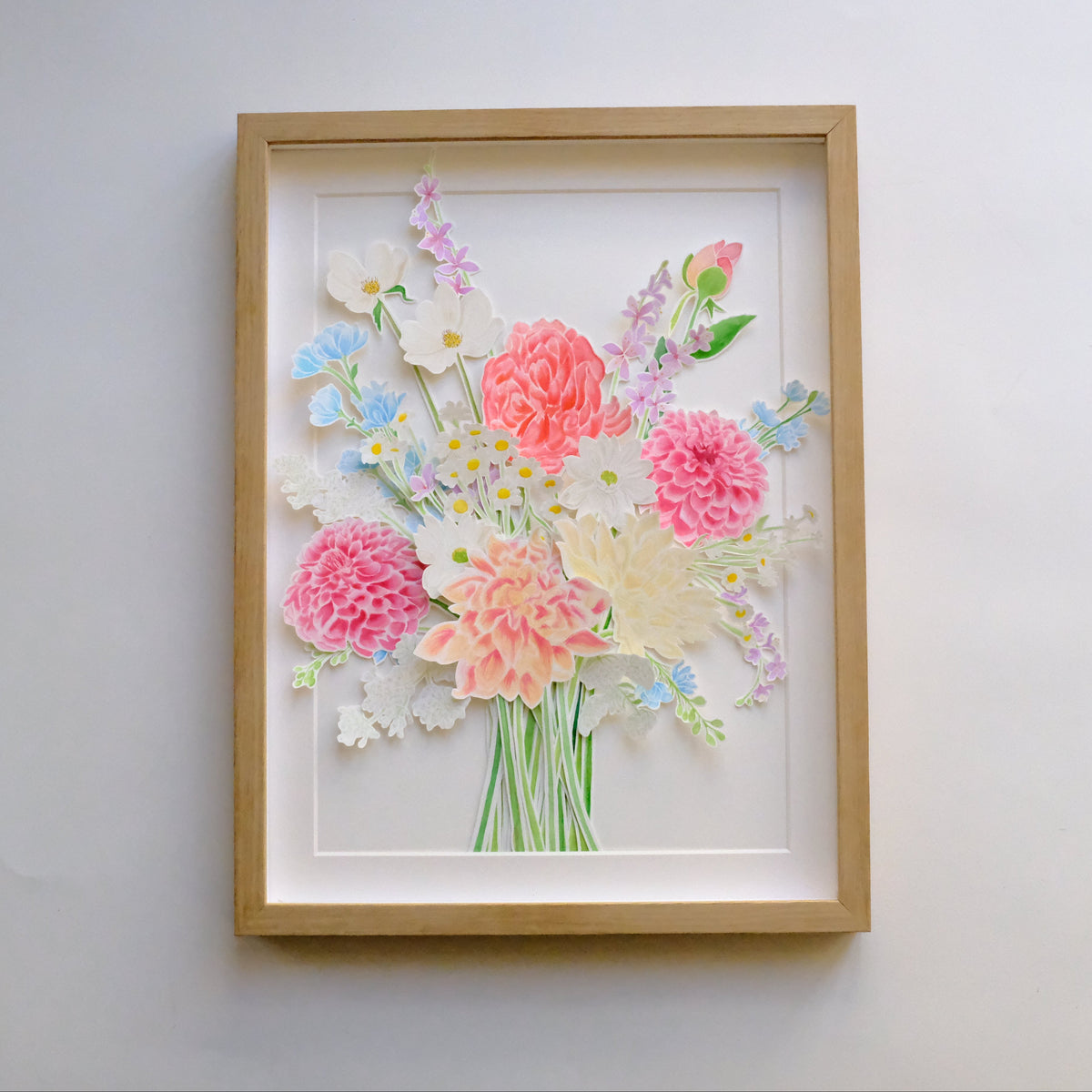 Reproduction de bouquet de mariée à l'aquarelle par Atelier Hanakotoba