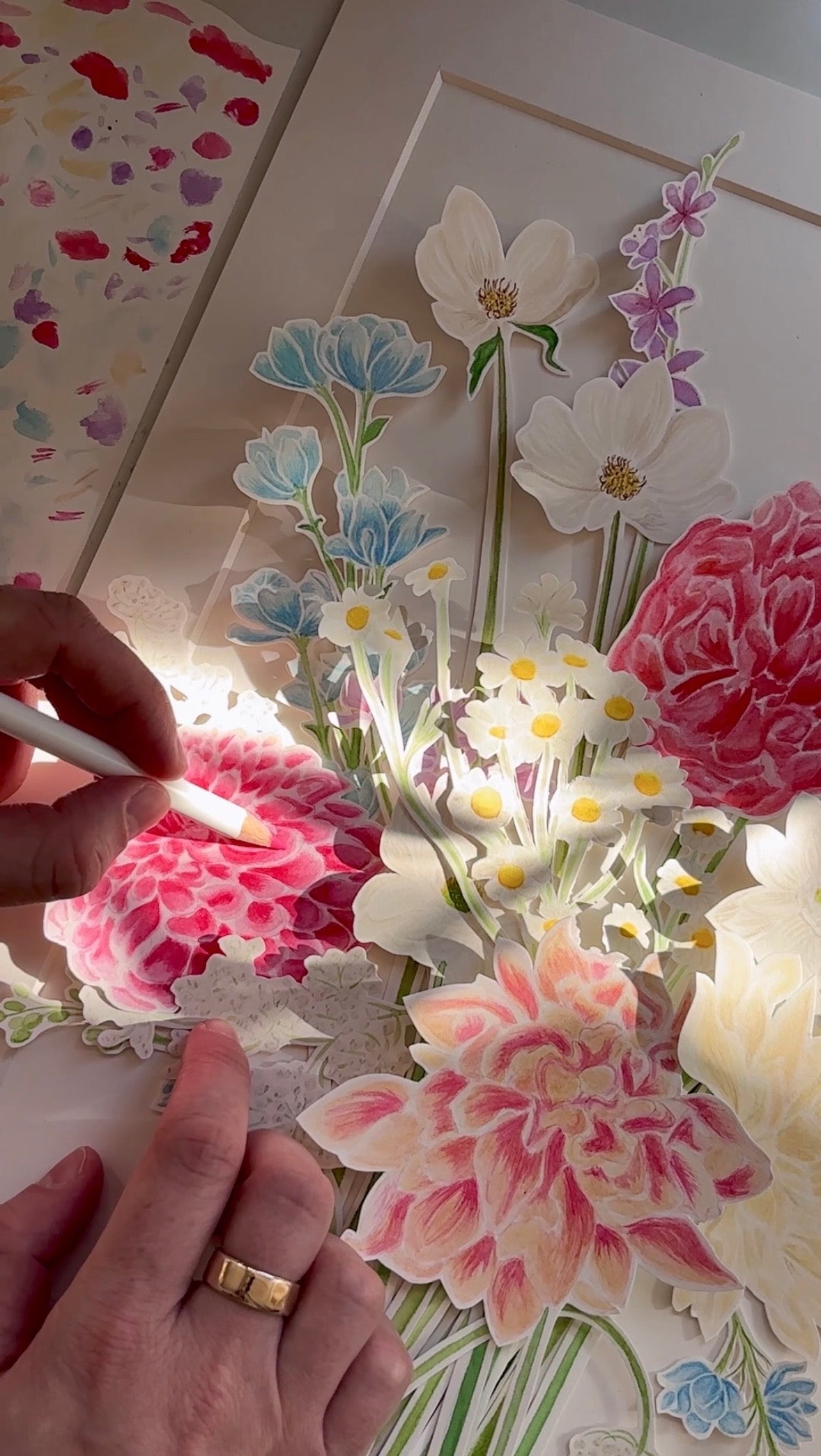 Commander une reproduction de bouquet de mariée à l'aquarelle, Atelier Hanakotoba